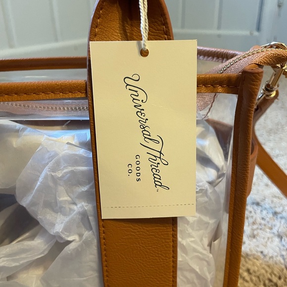 Mini Boxy Tote Handbag - Universal Thread Brown Clear Bag - Picture 3 of 5